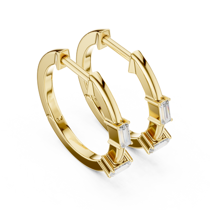 Luxury Round Diamond Hoop Earrings.