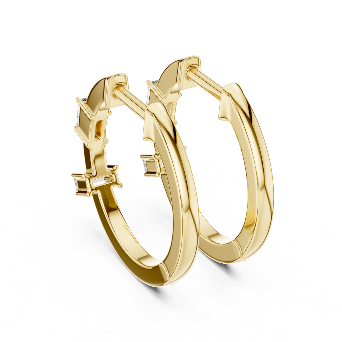 Luxury Round Diamond Hoop Earrings.