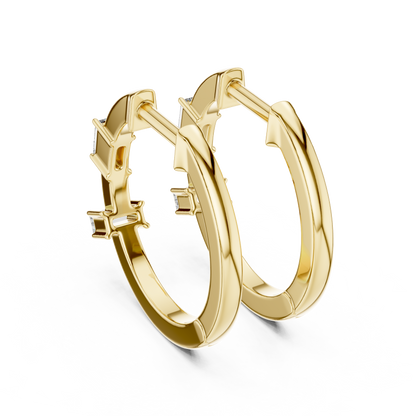 Luxury Round Diamond Hoop Earrings.