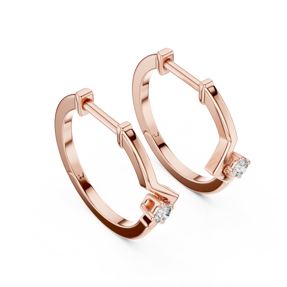 Sparkling Diamond Hoop Earrings .