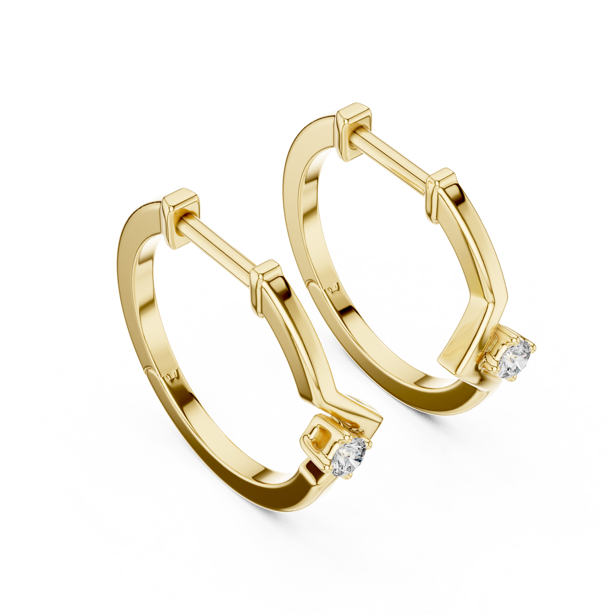 Sparkling Diamond Hoop Earrings .