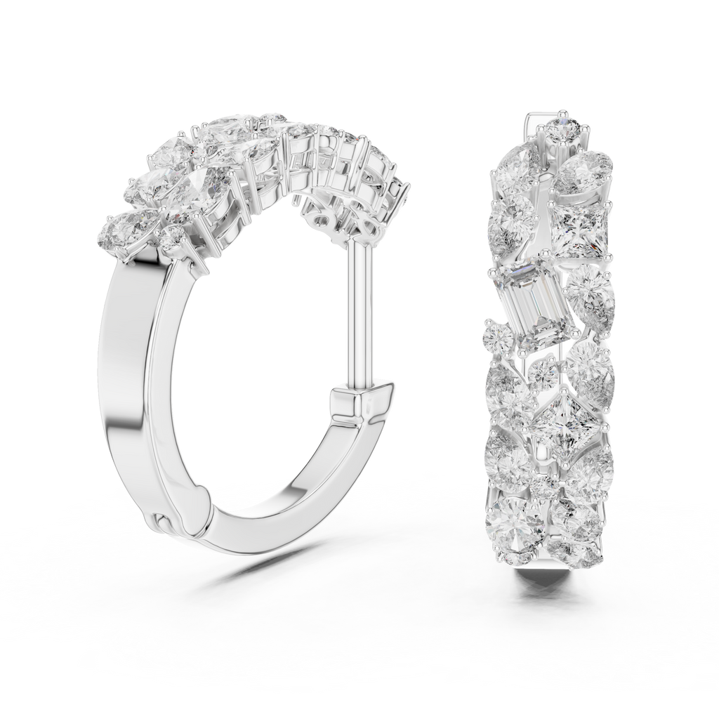 Classic  Diamond Hoop Earrings
