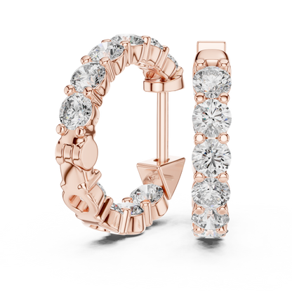 The Infinite Sparkle: Hand-Set Round Diamond Huggies in a Radiant Scalloped Setting