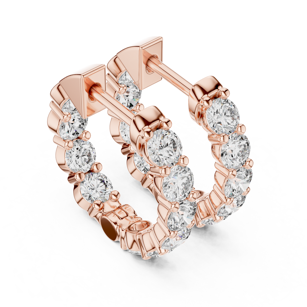 The Infinite Sparkle: Hand-Set Round Diamond Huggies in a Radiant Scalloped Setting