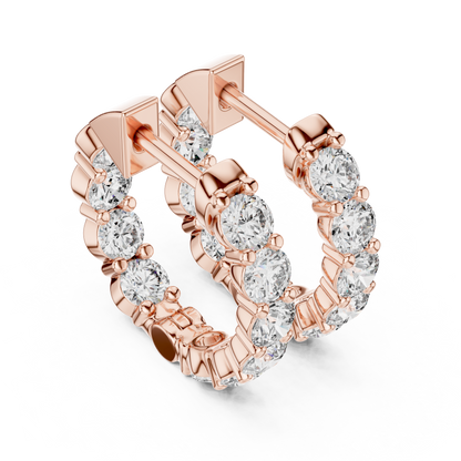 The Infinite Sparkle: Hand-Set Round Diamond Huggies in a Radiant Scalloped Setting