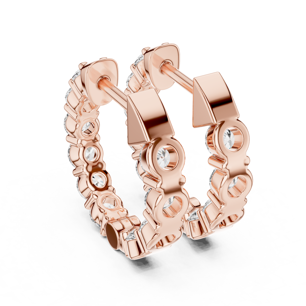 The Infinite Sparkle: Hand-Set Round Diamond Huggies in a Radiant Scalloped Setting