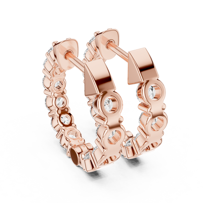 The Infinite Sparkle: Hand-Set Round Diamond Huggies in a Radiant Scalloped Setting