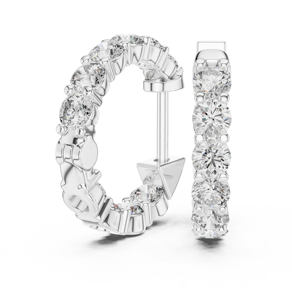 The Infinite Sparkle: Hand-Set Round Diamond Huggies in a Radiant Scalloped Setting