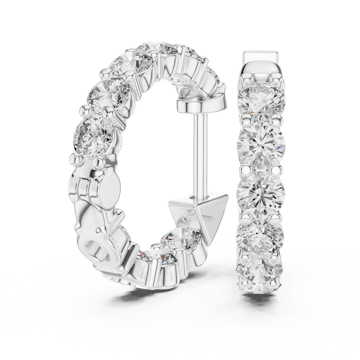 The Infinite Sparkle: Hand-Set Round Diamond Huggies in a Radiant Scalloped Setting