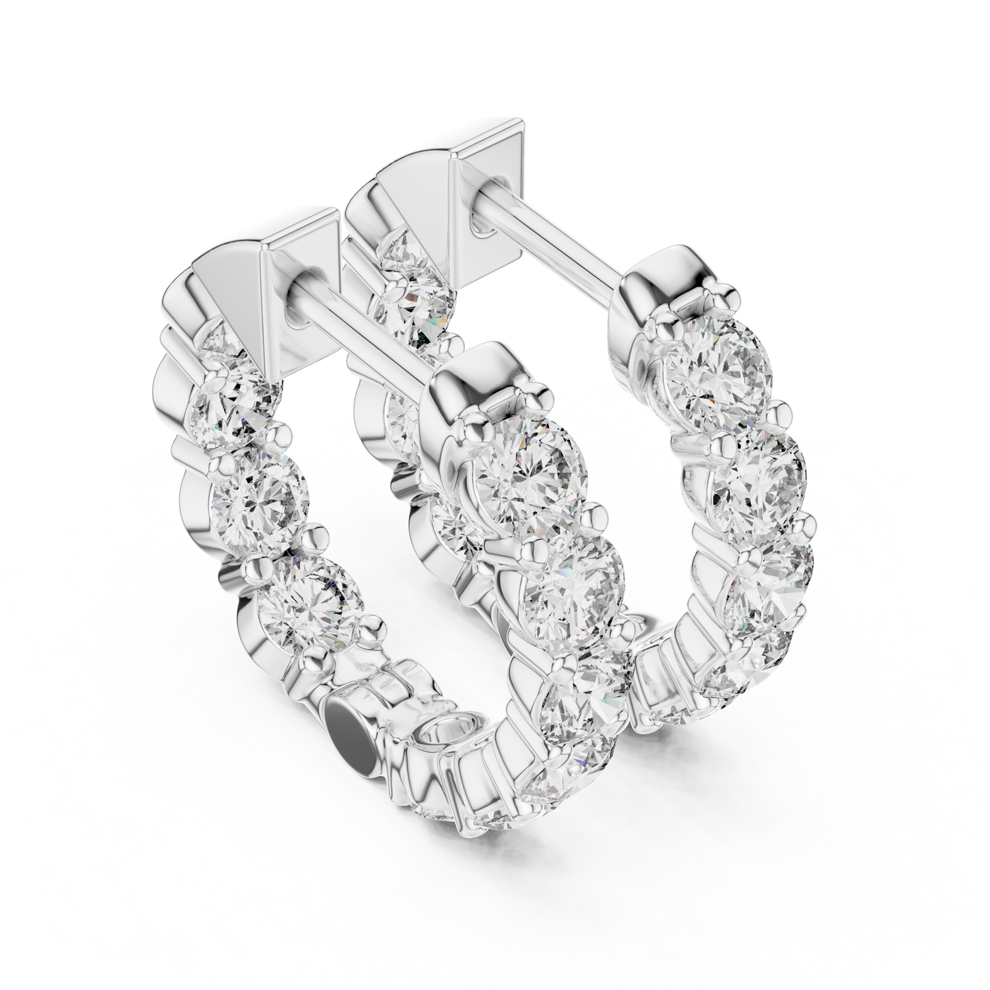 The Infinite Sparkle: Hand-Set Round Diamond Huggies in a Radiant Scalloped Setting