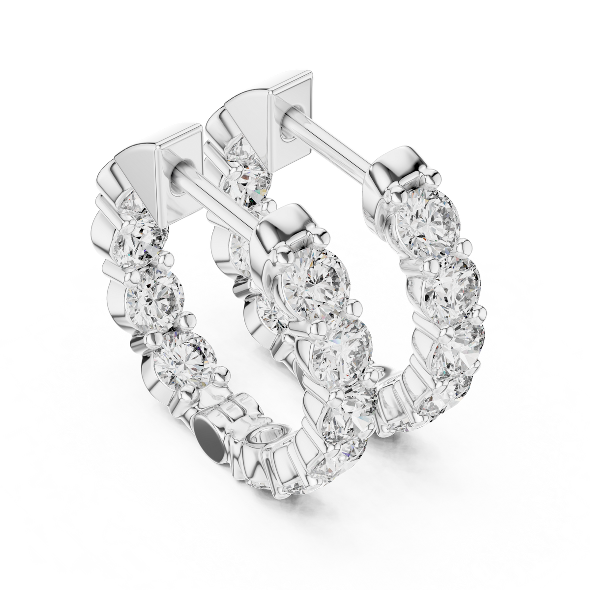 The Infinite Sparkle: Hand-Set Round Diamond Huggies in a Radiant Scalloped Setting