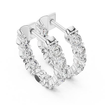 The Infinite Sparkle: Hand-Set Round Diamond Huggies in a Radiant Scalloped Setting