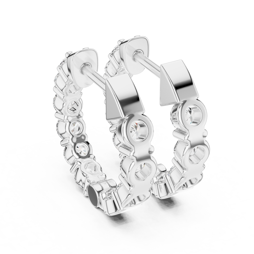 The Infinite Sparkle: Hand-Set Round Diamond Huggies in a Radiant Scalloped Setting
