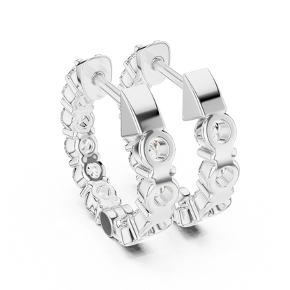 The Infinite Sparkle: Hand-Set Round Diamond Huggies in a Radiant Scalloped Setting