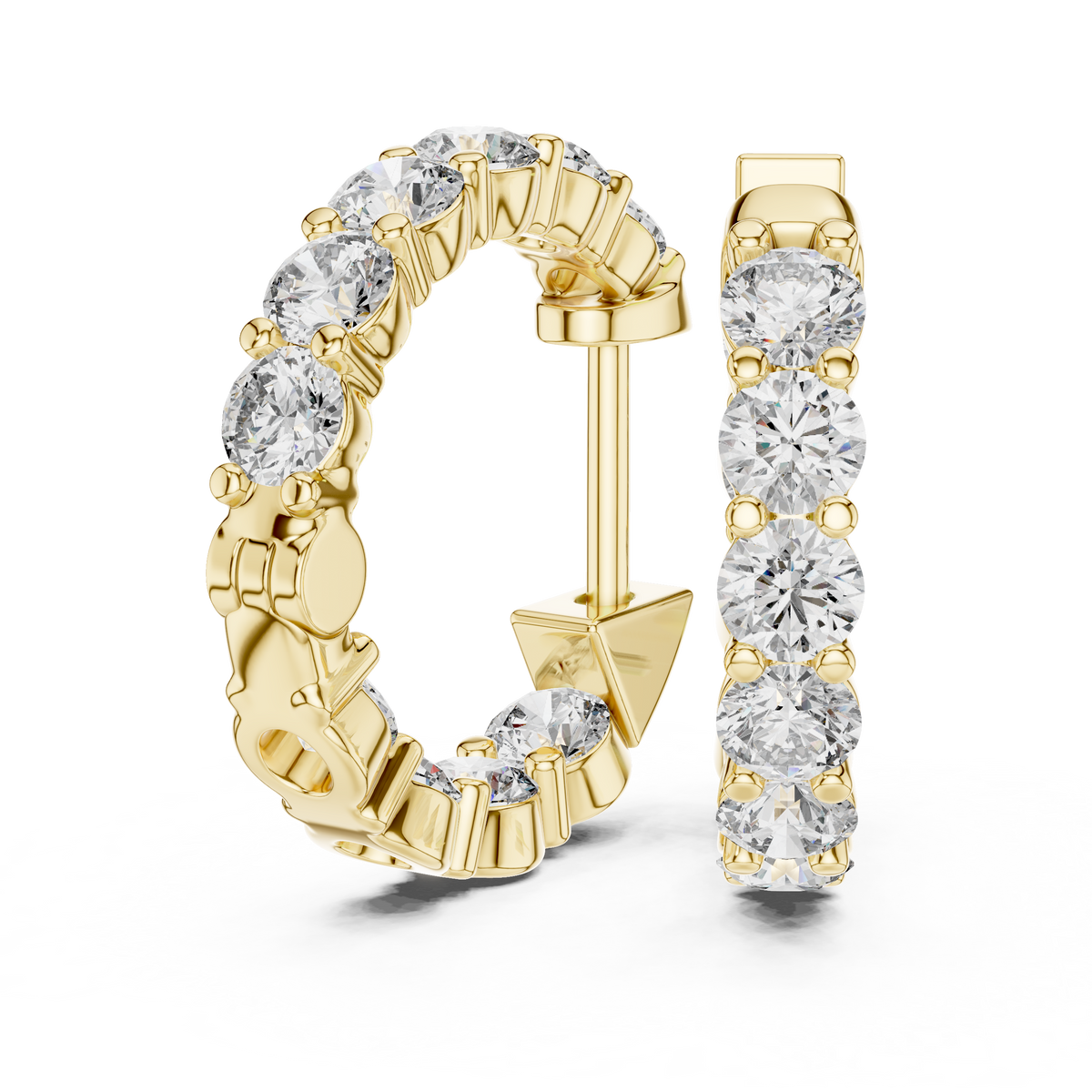 The Infinite Sparkle: Hand-Set Round Diamond Huggies in a Radiant Scalloped Setting