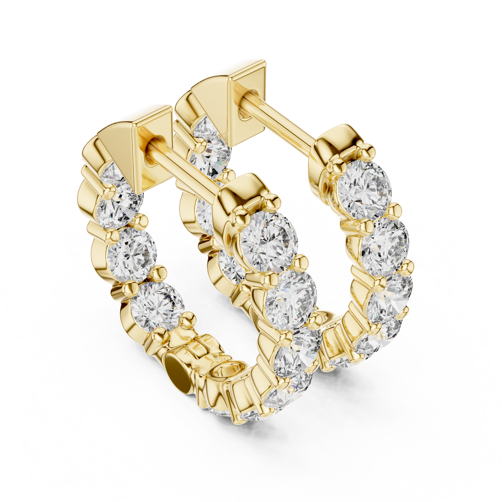 The Infinite Sparkle: Hand-Set Round Diamond Huggies in a Radiant Scalloped Setting