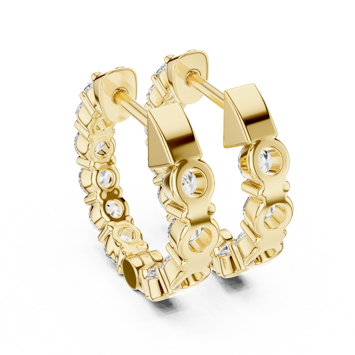 The Infinite Sparkle: Hand-Set Round Diamond Huggies in a Radiant Scalloped Setting
