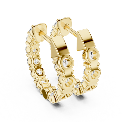 The Infinite Sparkle: Hand-Set Round Diamond Huggies in a Radiant Scalloped Setting