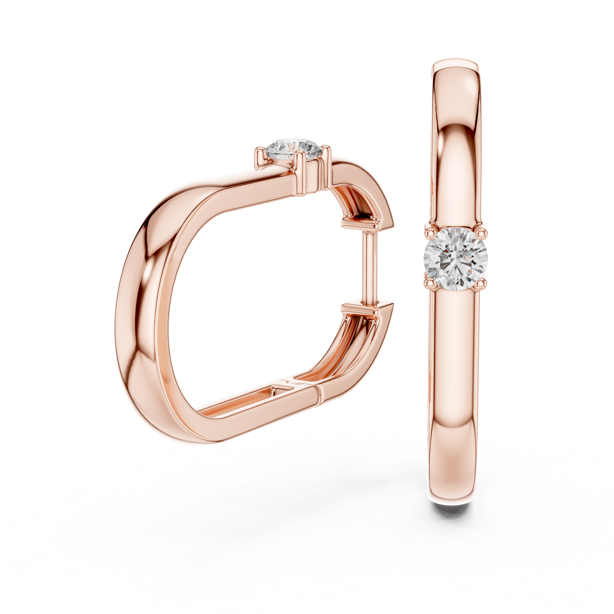 Women’s Rose Gold Round Diamond Hoop Earrings