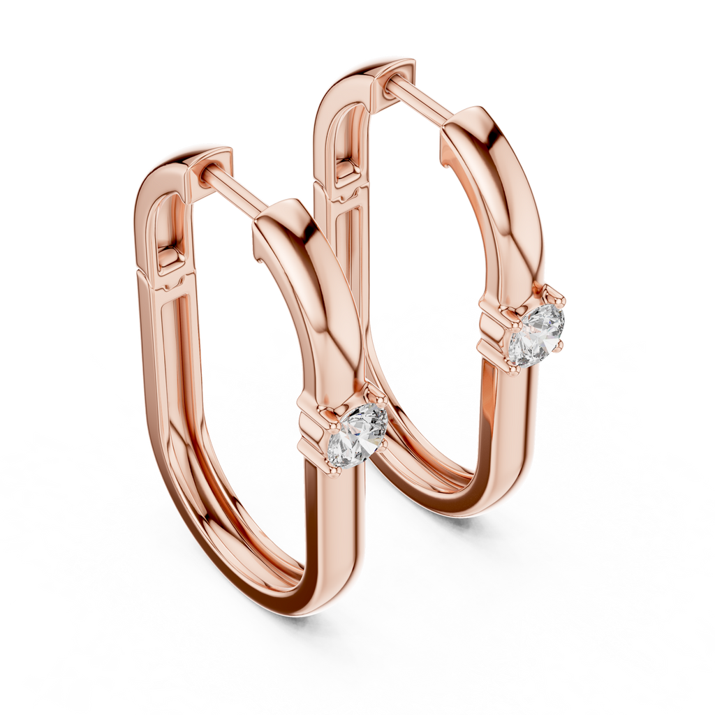 Women’s Rose Gold Round Diamond Hoop Earrings