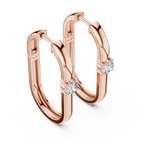 Women’s Rose Gold Round Diamond Hoop Earrings