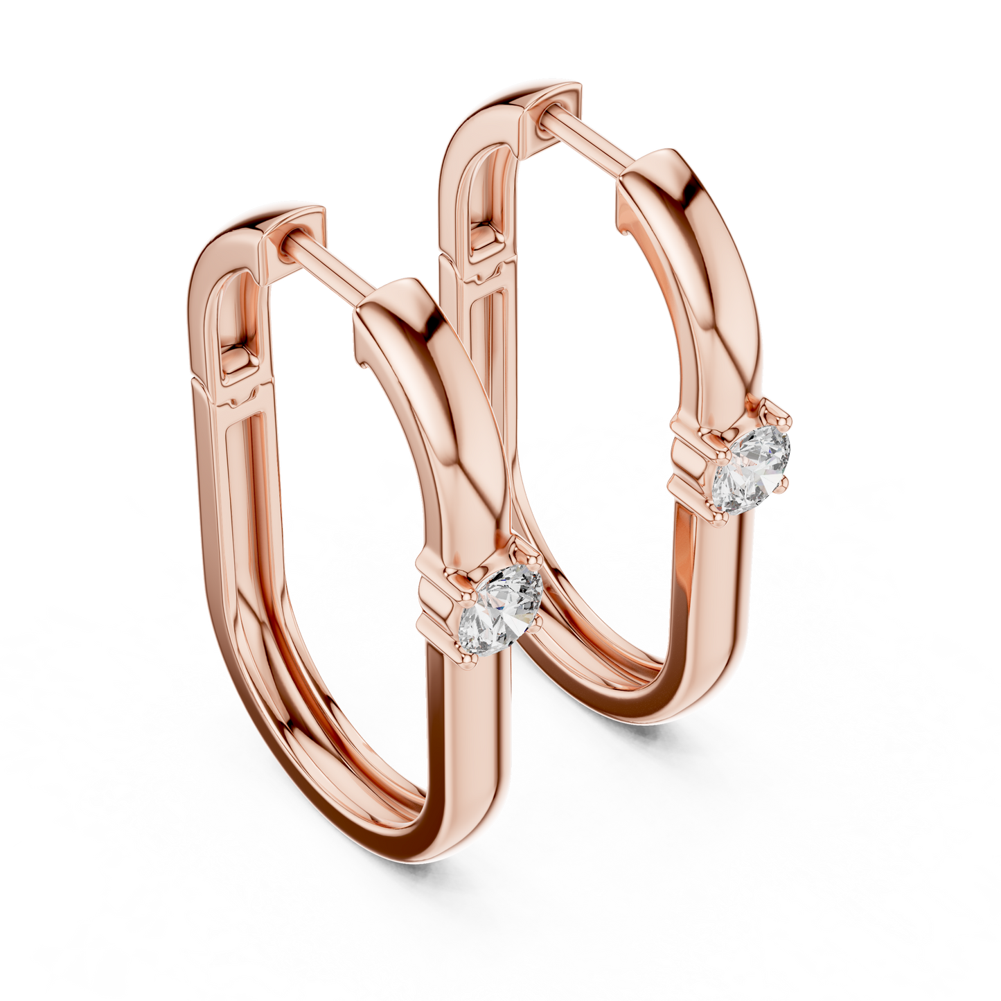 Women’s Rose Gold Round Diamond Hoop Earrings