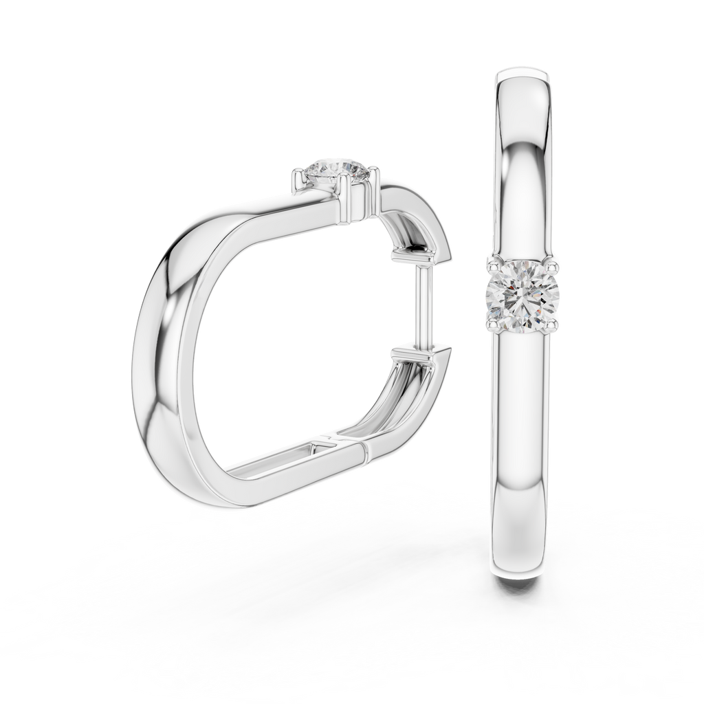 Women’s Rose Gold Round Diamond Hoop Earrings