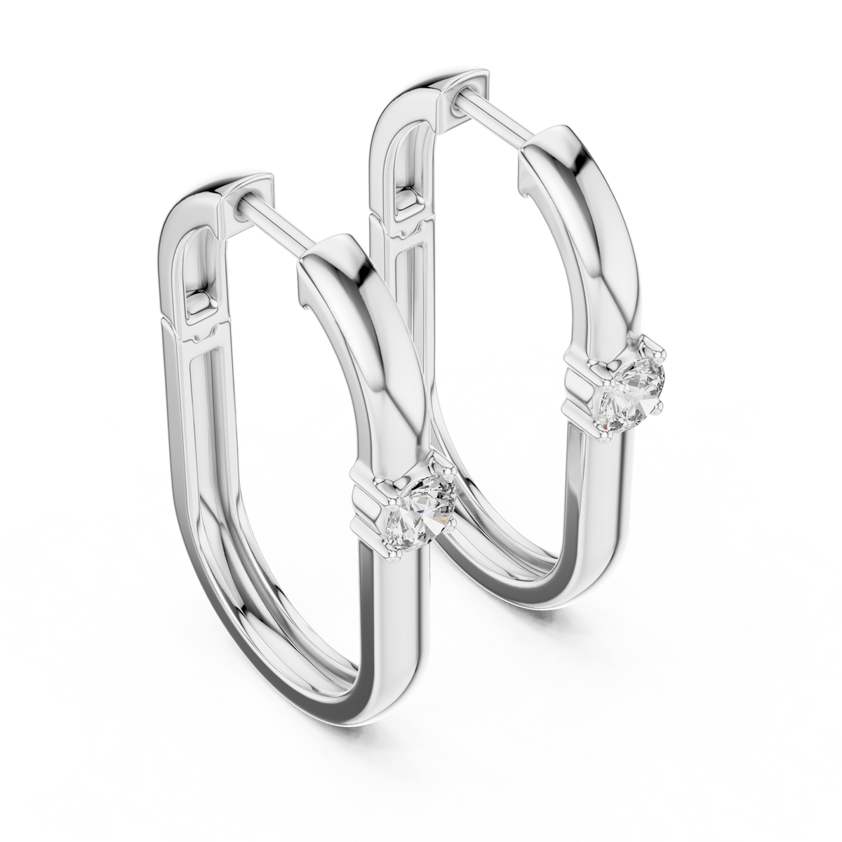 Women’s Rose Gold Round Diamond Hoop Earrings