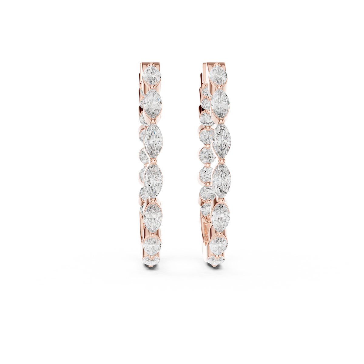 Luxury Rose Gold Diamond Hoops | Brilliant Round Diamond Earrings