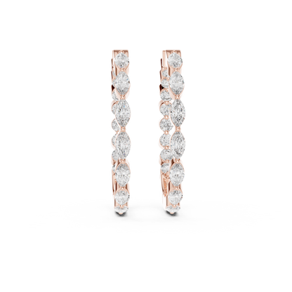 Luxury Rose Gold Diamond Hoops | Brilliant Round Diamond Earrings