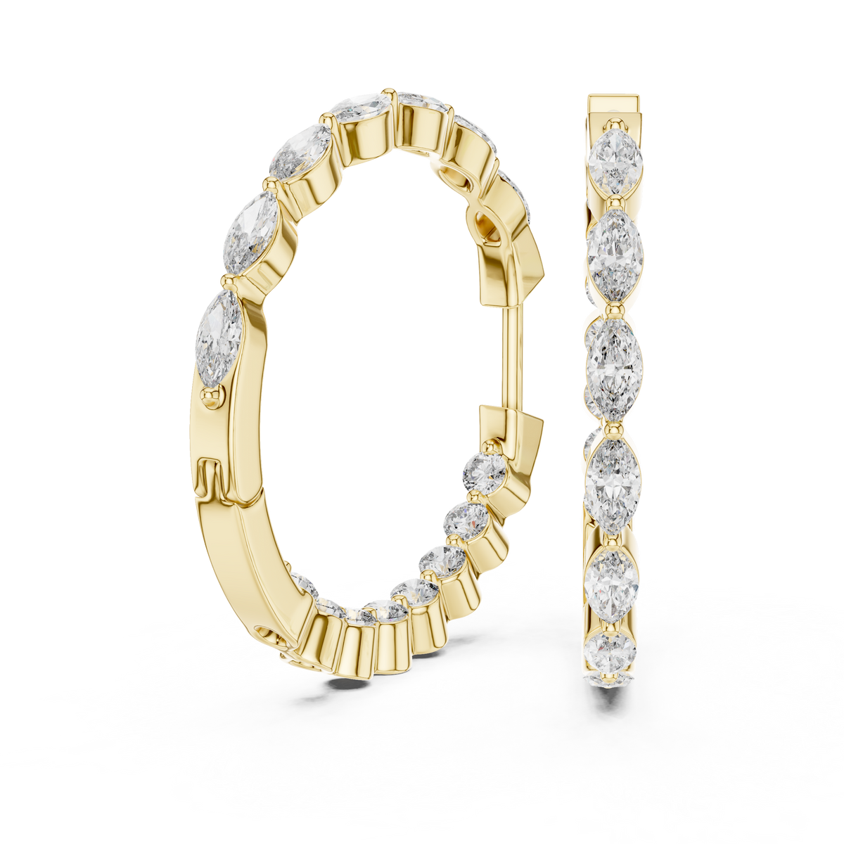 Luxury Rose Gold Diamond Hoops | Brilliant Round Diamond Earrings