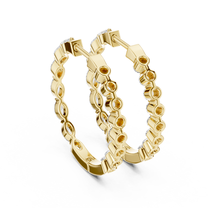 Luxury Rose Gold Diamond Hoops | Brilliant Round Diamond Earrings