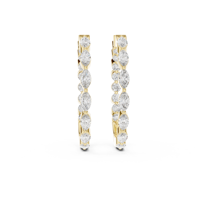 Luxury Rose Gold Diamond Hoops | Brilliant Round Diamond Earrings