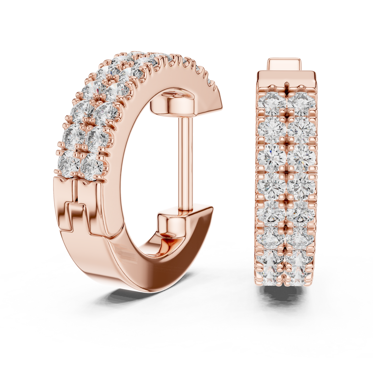 Sparkling Round Diamond Hoop Earrings – Premium Rose Gold Design