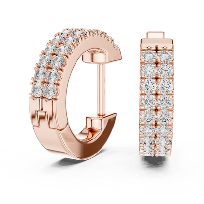 Sparkling Round Diamond Hoop Earrings – Premium Rose Gold Design