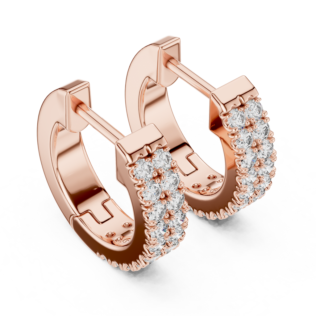 Sparkling Round Diamond Hoop Earrings – Premium Rose Gold Design