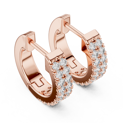 Sparkling Round Diamond Hoop Earrings – Premium Rose Gold Design