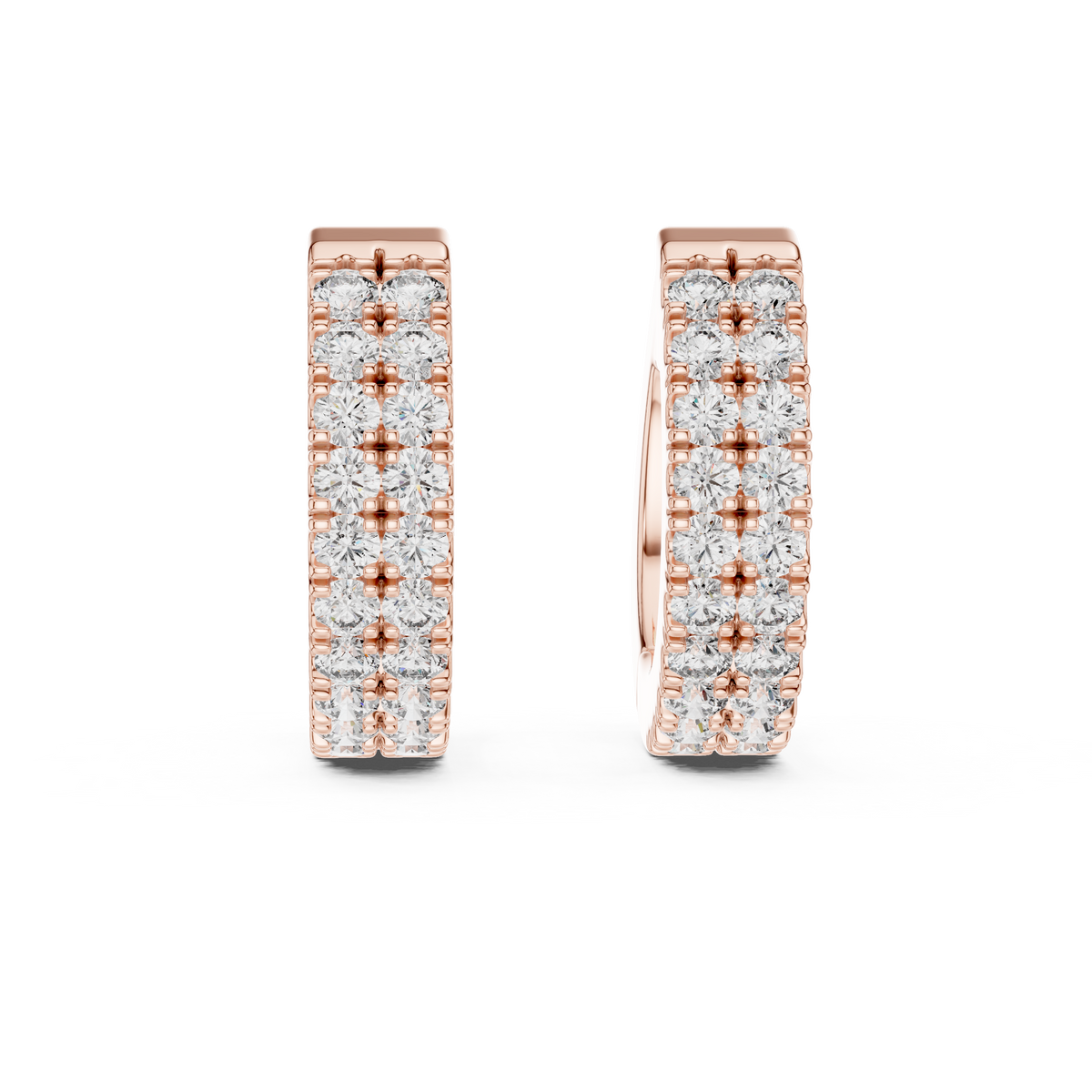 Sparkling Round Diamond Hoop Earrings – Premium Rose Gold Design