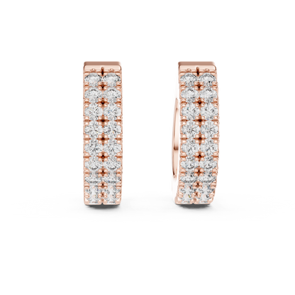 Sparkling Round Diamond Hoop Earrings – Premium Rose Gold Design