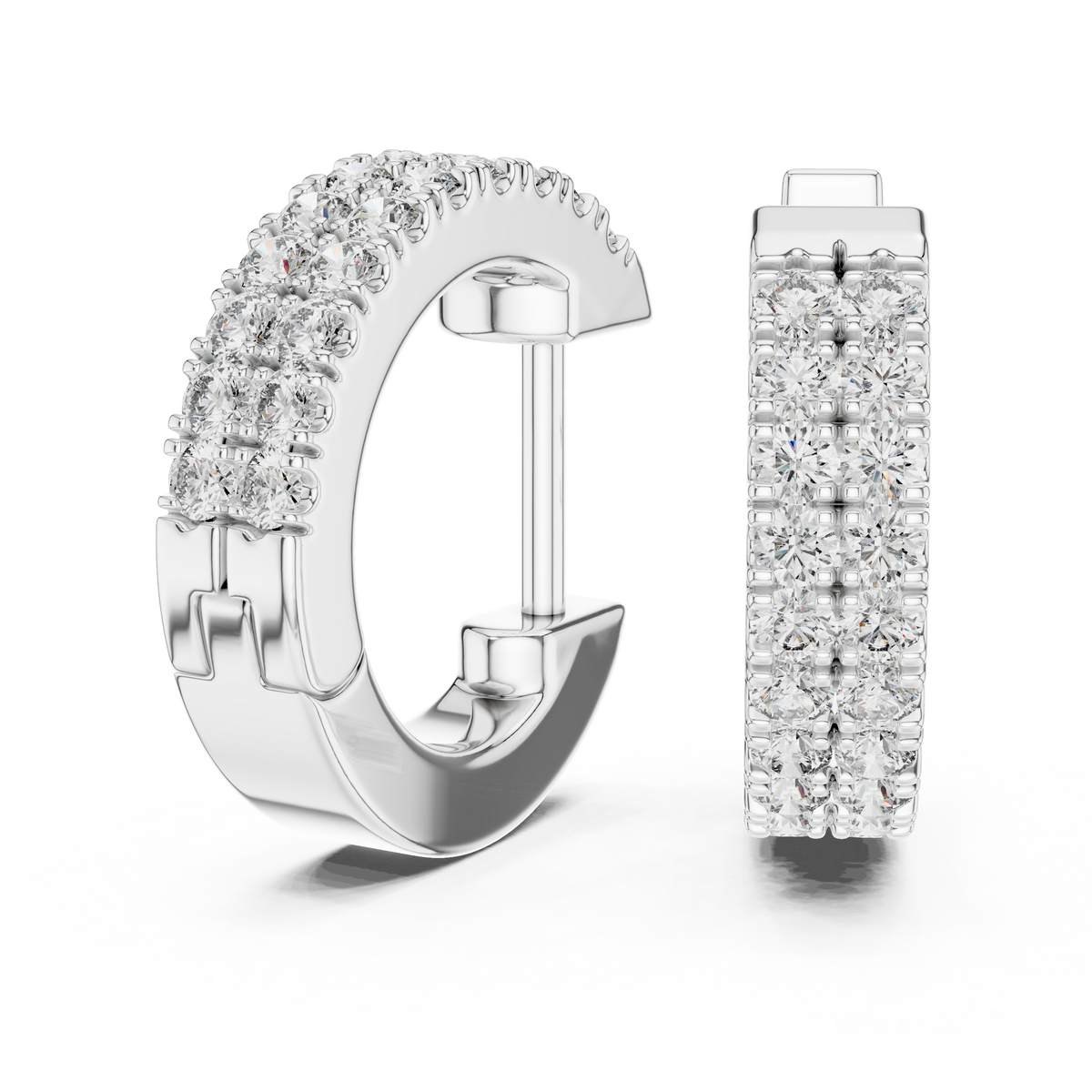 Sparkling Round Diamond Hoop Earrings – Premium Rose Gold Design