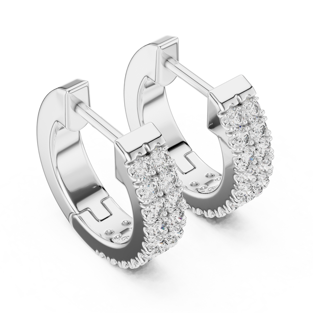 Sparkling Round Diamond Hoop Earrings – Premium Rose Gold Design