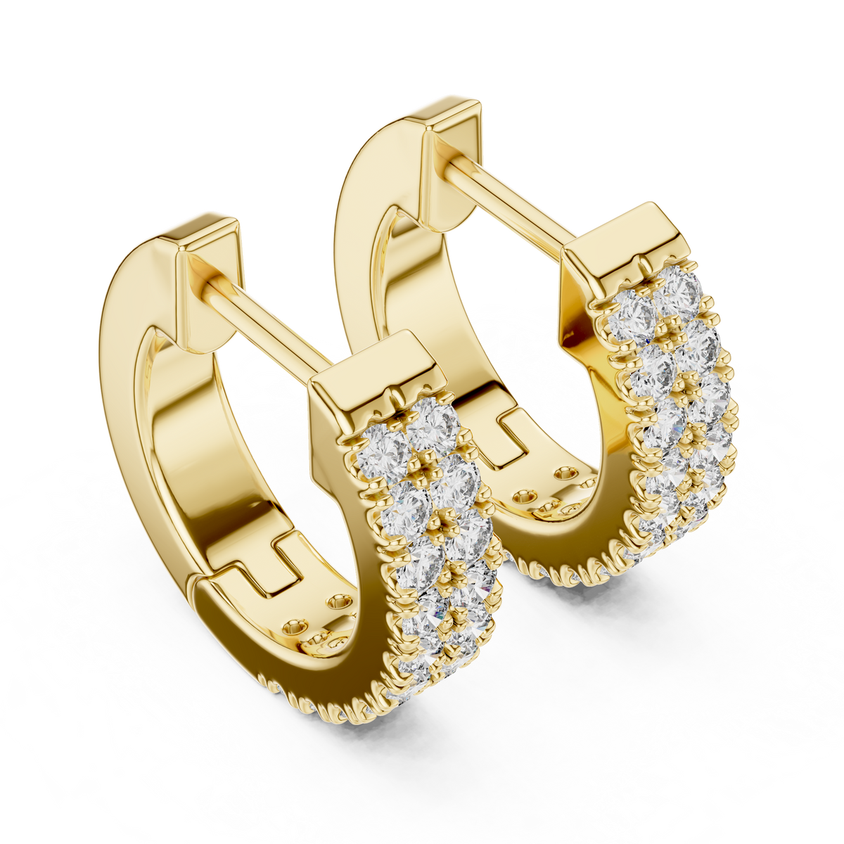 Sparkling Round Diamond Hoop Earrings – Premium Rose Gold Design