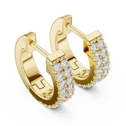 Sparkling Round Diamond Hoop Earrings – Premium Rose Gold Design