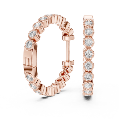 Designer Rose Gold Diamond Hoops – Elegant Women’s Jewelry