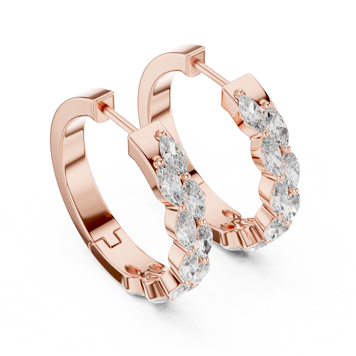 Premium Round Diamond Hoop Earrings