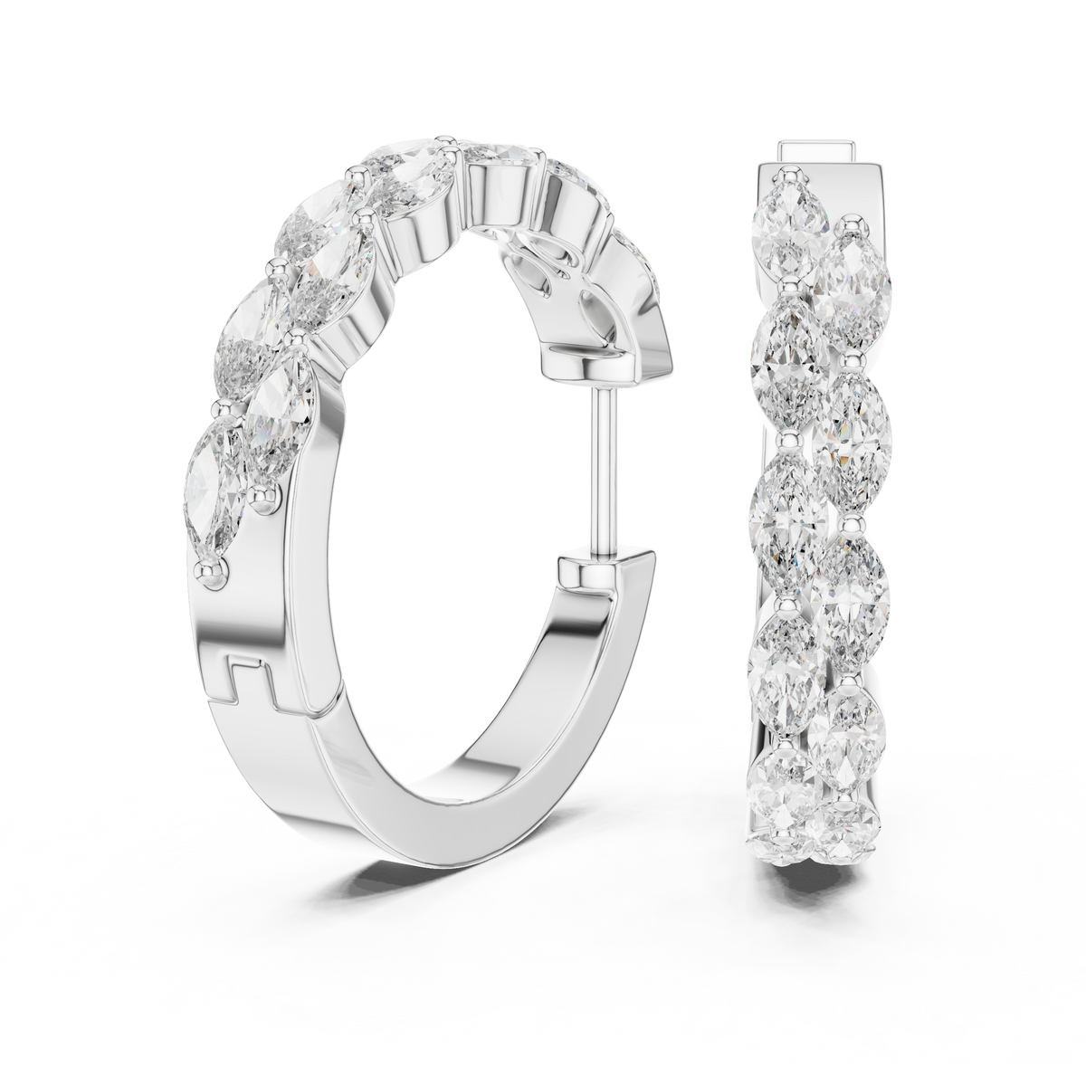 Premium Round Diamond Hoop Earrings