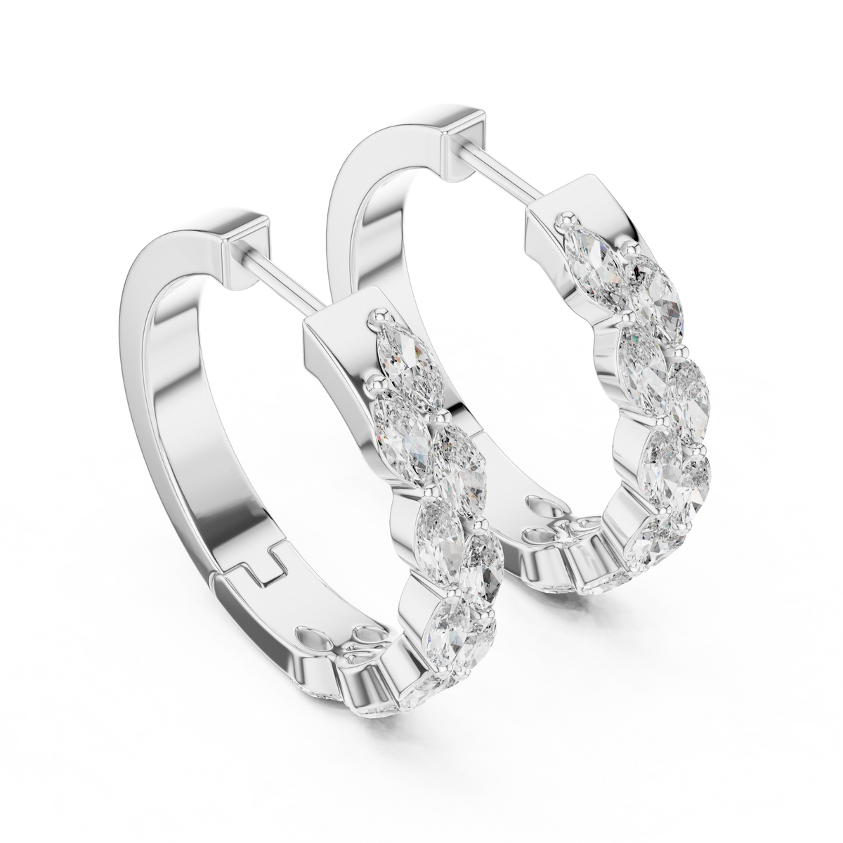 Premium Round Diamond Hoop Earrings