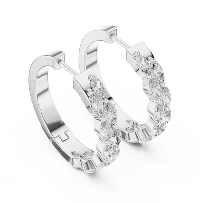 Premium Round Diamond Hoop Earrings