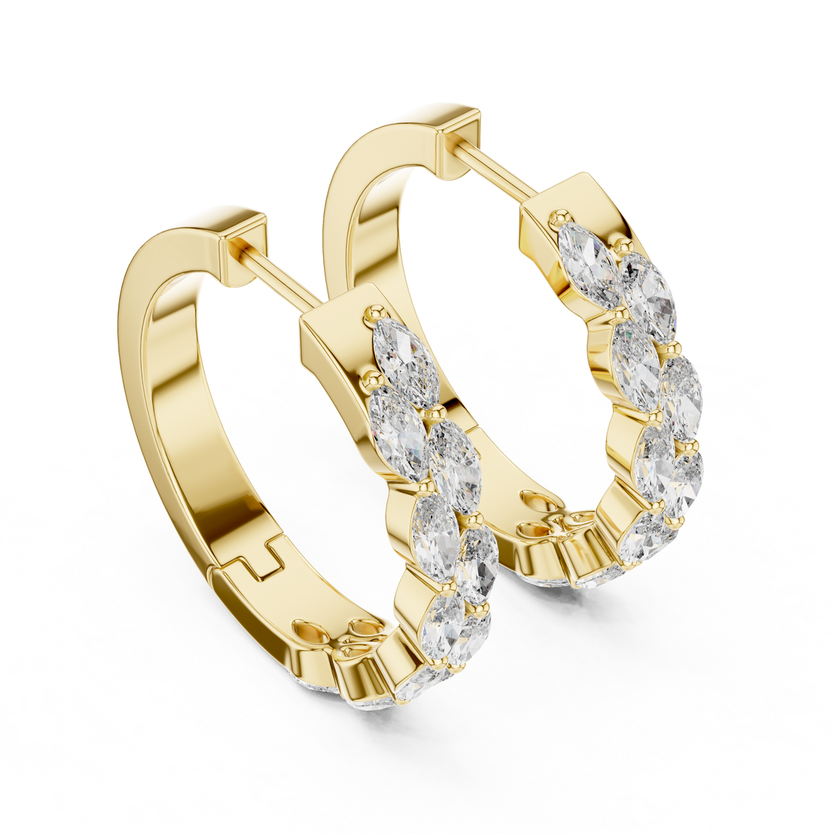 Premium Round Diamond Hoop Earrings