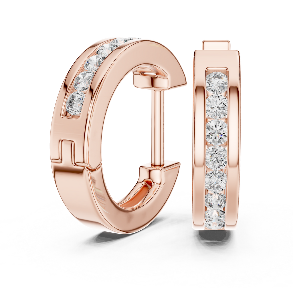 Elegant Rose Gold Diamond Hoop Earrings – Modern Luxury